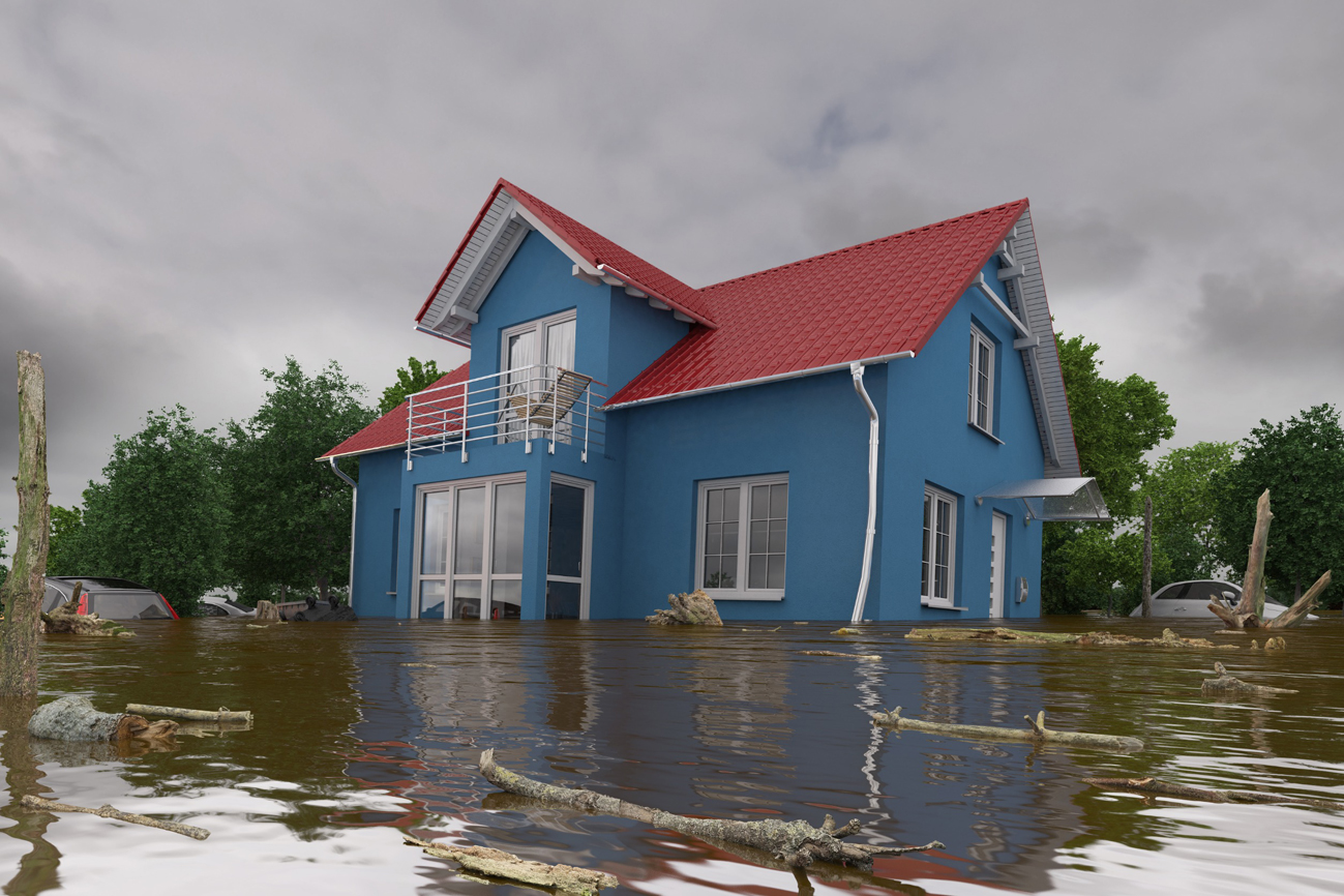 Überflutete Häuser: keine Seltenheit mehr wenn Retentionsflächen fehlen.