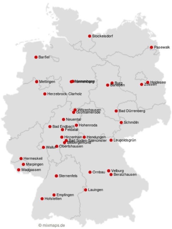 Karte Gemeinden für Spielplatz-Alarm Buch Netzwer Junge Bürgermeister