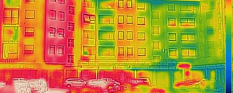 Rot leuchtende Hausfassaden? Hier wird Energie und Wärme verschwendet. 