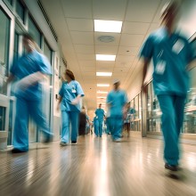 Notfallzentren in Krankenhäuser - Ärzte auf dem Flur unterwegs